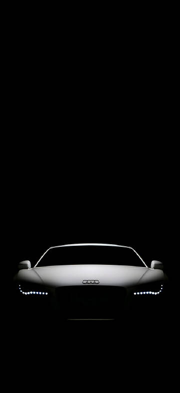 Cool front face of Audi car in the dark
