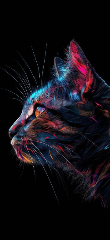Colorful cat mobile wallpaper: colorful, dark