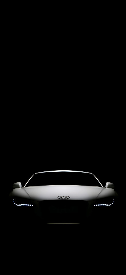 Cool front face of Audi car in the dark