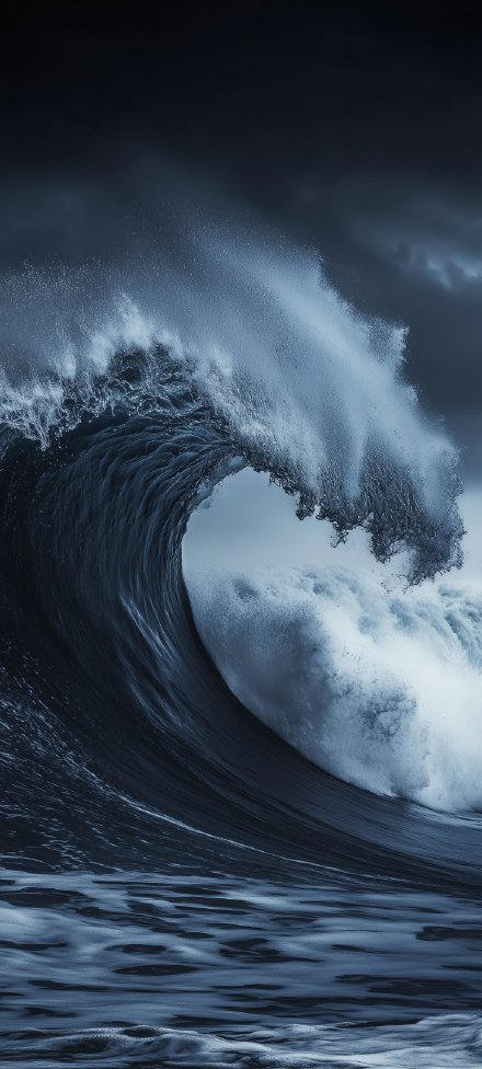 Seaside mobile wallpaper, huge waves, 4K