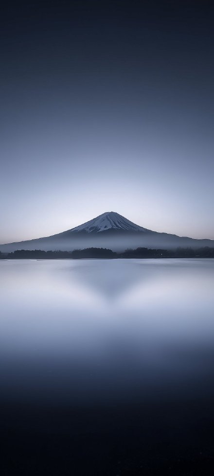 Gray simple phone wallpaper, snow mountain, lake, clean