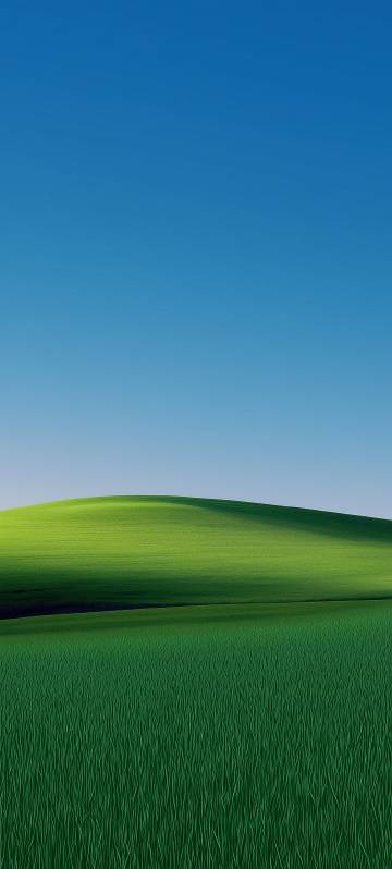 Simple landscape phone wallpaper, blue sky, hills, green
