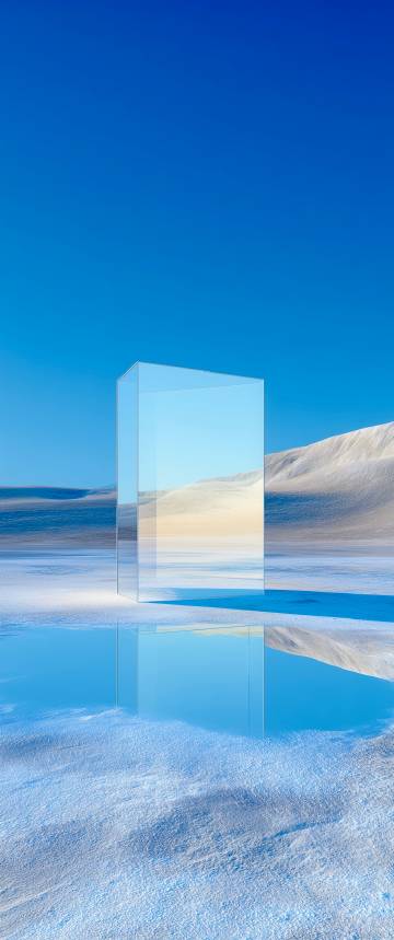 Transparent glass standing in the snow phone wallpaper