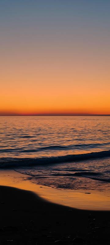 Dark landscape wallpaper, seaside, sunset, pure