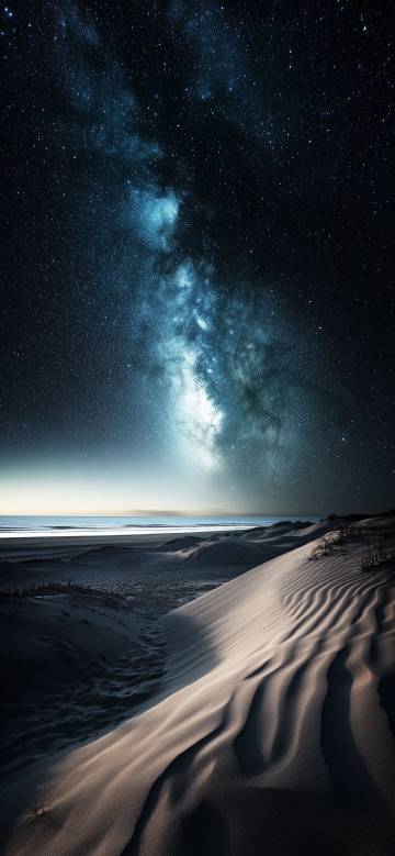 Vast galaxy and desert mobile wallpaper