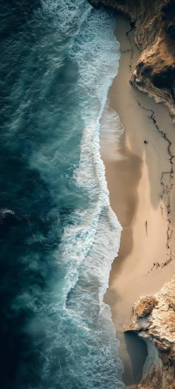 Seaside scenery phone wallpaper, beach, overlooking, waves