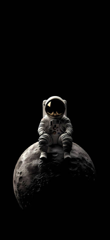 Dark Space Background with Astronaut on Moon Wallpaper