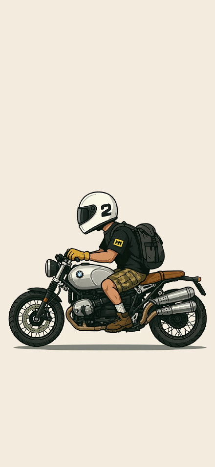 Minimalist Background Vintage Biker Phone Wallpaper