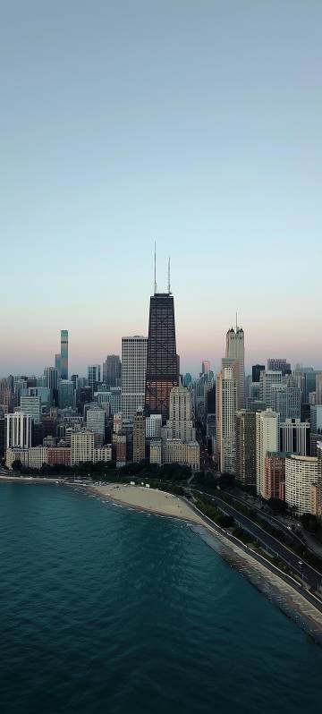 Chicago Skyline by Lake Michigan Phone Wallpaper