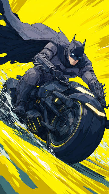 Batman on the Batcycle 4K Illustration Wallpaper
