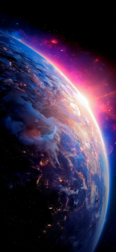 Earth From Space Wallpaper 4K, Sunrise Over the Horizon