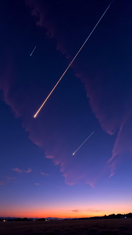 Meteor Shower in Purple Night Sky 4K Phone Wallpaper