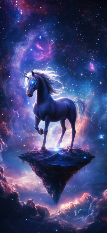 Fantasy 4K Wallpaper: Unicorn, Nebula, Floating, Aesthetic