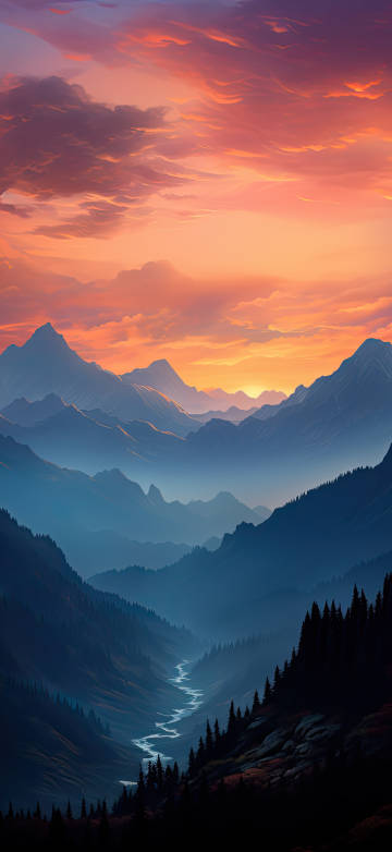 Landscape 4K Wallpaper: Dusk, Valley, River, Light, Forest