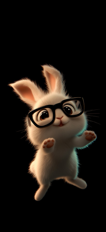 Rabbit 4K Wallpaper: Cute, Glasses, Cartoon, Fluffy