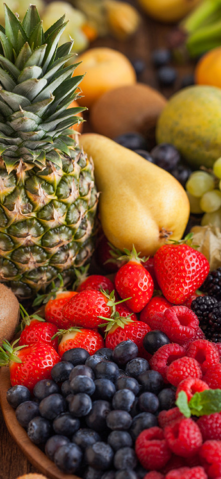 Fruit Wallpaper: Pineapple, Berries Mix, Colorful, Nutritious Free Download