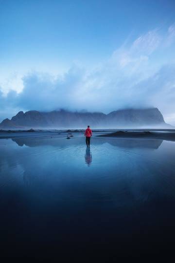 Vestrahorn Wallpaper: Iceland, Stokksnes Black Sand Beach, Perfect Reflection