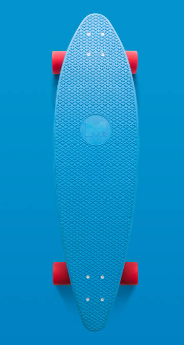 Minimalist Blue Skateboard 4K Wallpaper