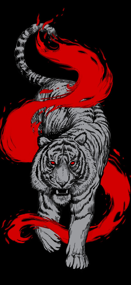 Illustration 4K Wallpaper: Tiger, Grayscale, Gothic, Dark, Free Download