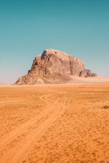Wadi Rum Desert Wallpaper: Jordan, Sandstone Mountain, Orange and Teal Aesthetic