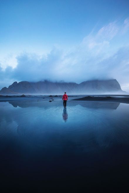 Vestrahorn Wallpaper: Iceland, Stokksnes Black Sand Beach, Perfect Reflection