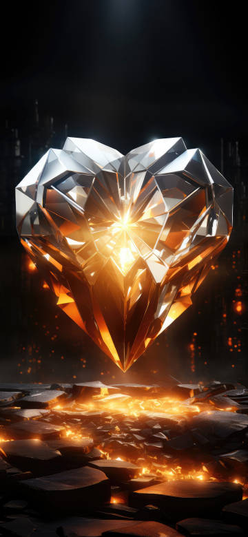 Giant Diamond Shining with Golden Light 4K Wallpaper