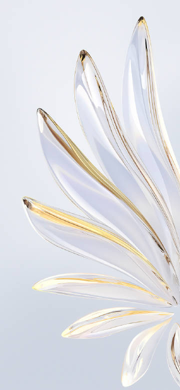 Abstract wallpaper: crystal petals, gold, transparent