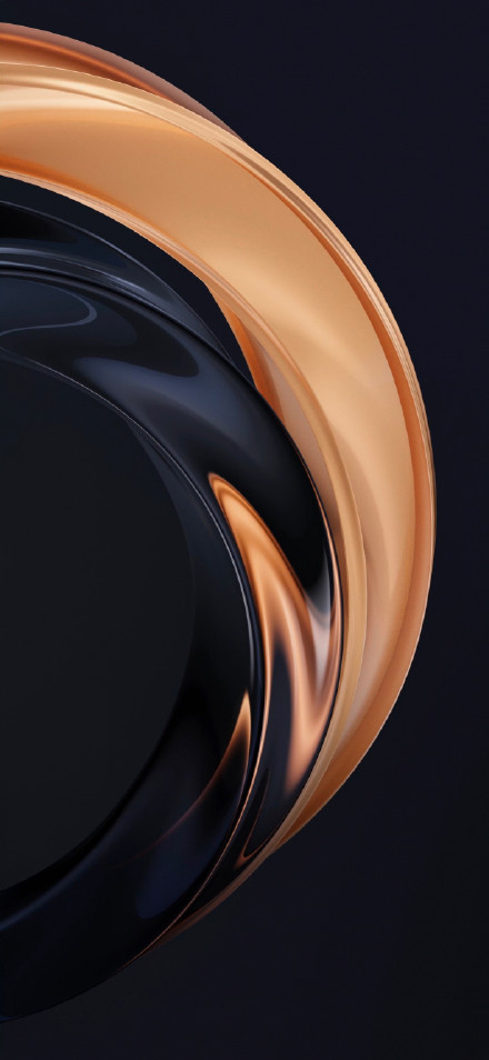 Honor 90GT Wallpaper: Fluid Metal, Dark, Gold, Abstract