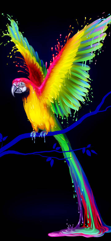 Neon Parrot ink Effect 4k Phone Wallpaper
