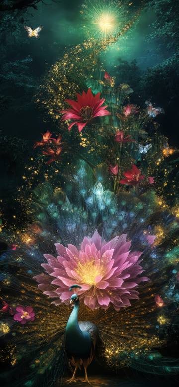 Stunning Peacock Opening 4K Fantasy Wallpaper