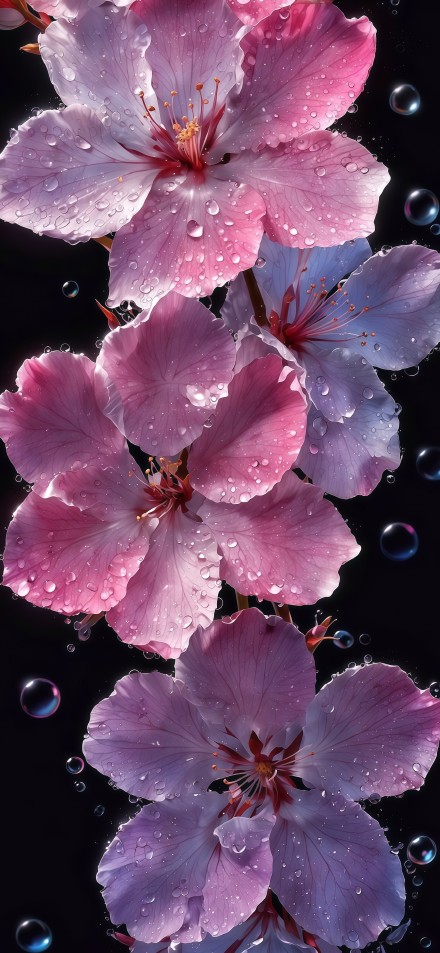 Red flowers on a black background 4K aesthetic wallpaper