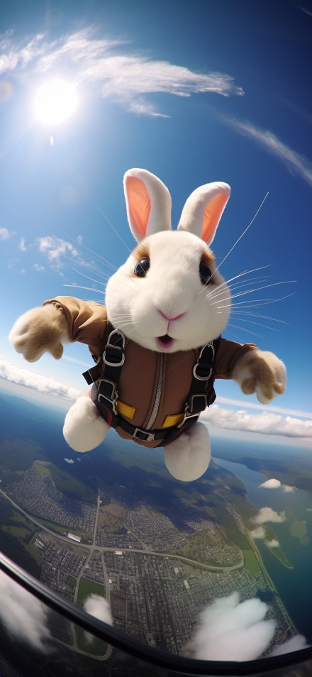 Bunny Skydive Wallpaper: Cute, Adorable, Depth Effect