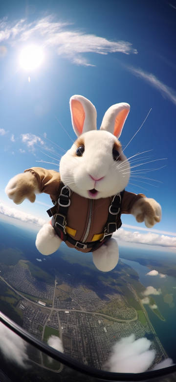 Bunny Skydive Wallpaper: Cute, Adorable, Depth Effect