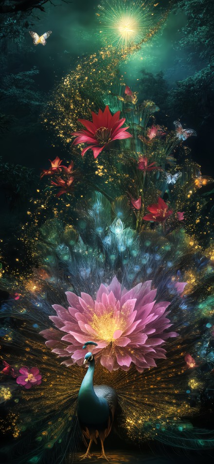 Stunning Peacock Opening 4K Fantasy Wallpaper