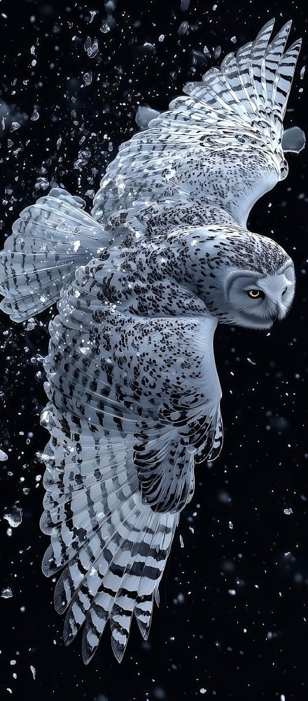 Fantasy Animal Wallpaper:White Owl, Dark Background