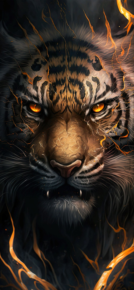 Dark Fire Tiger Wallpaper: Roaring, Wild, 4K Free Download