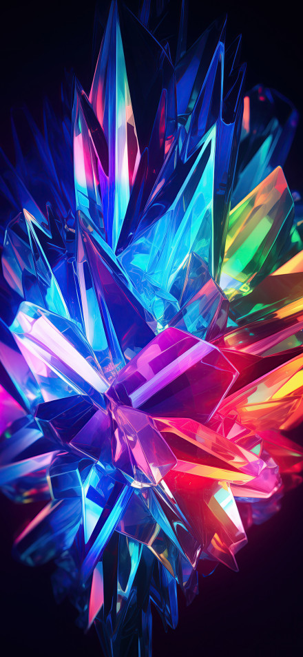 Geometric Abstract Neon Gem 4K Wallpaper