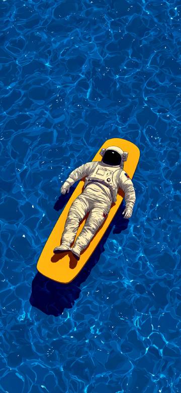 Astronaut floating on blue water 4K illustration wallpaper
