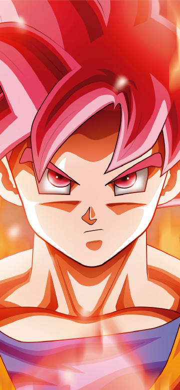 Dragon Ball Anime Wallpaper: Goku Super Saiyan God Red Aura Close-Up