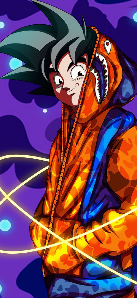 Goku in BAPE Shark Hoodie Anime 4K wallpaper