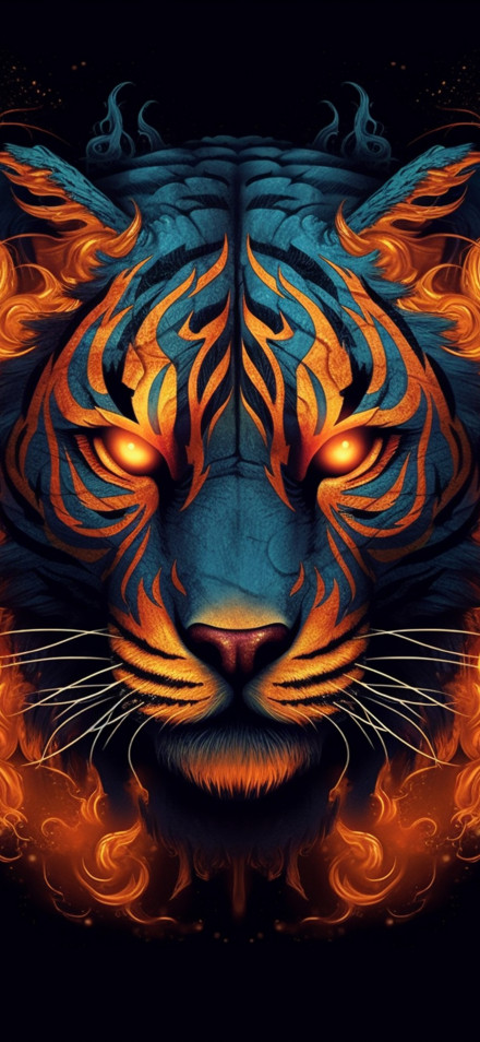 Fiery Tiger on Dark Background 4K Wallpaper