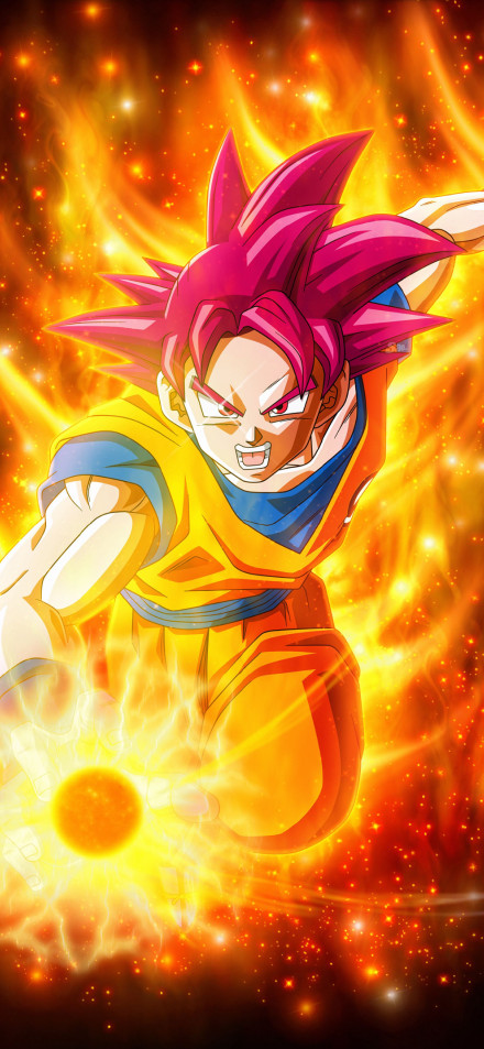 Dragon Ball Anime 4K wallpaper: Goku flame energy bursts