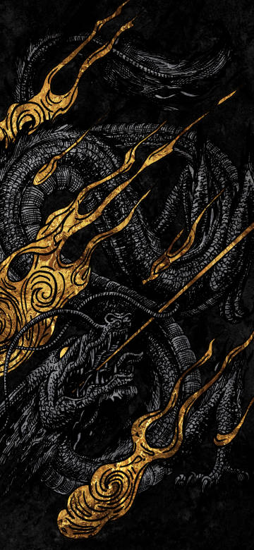Cool Wallpaper: Eastern Dragon, Metallic, Black Background, Free Download