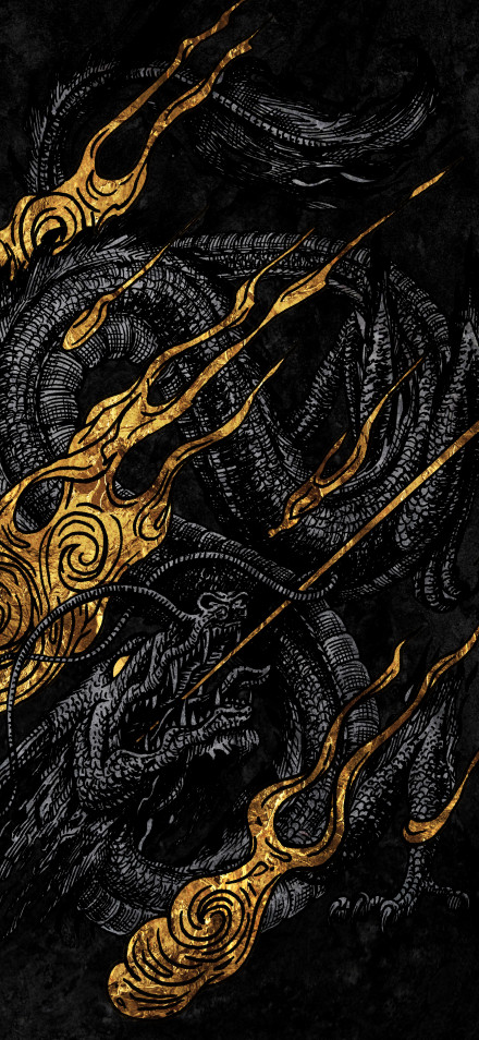 Cool Wallpaper: Eastern Dragon, Metallic, Black Background, Free Download