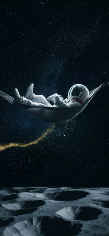 Astronaut Relaxing in Hammock in