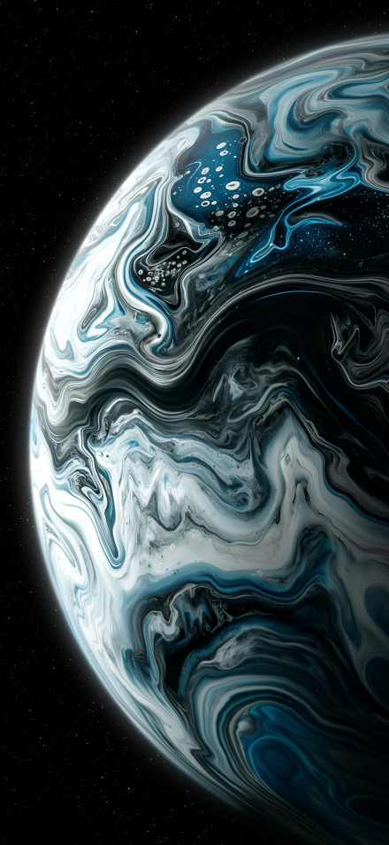Fluid Art Abstract Planet in Space 4K Wallpaper