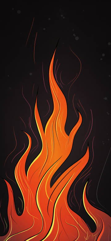 Flame Illustration 4K Wallpaper, Orange and Yellow Fire
