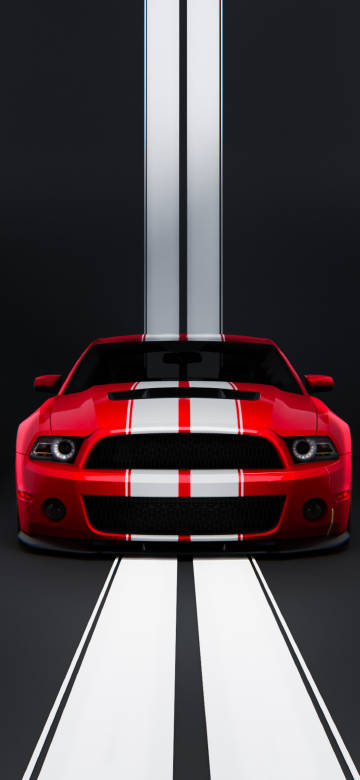 Sporty Red Car with Stripes Wall