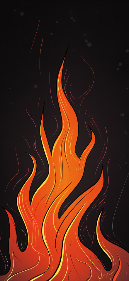 Flame Illustration 4K Wallpaper, Orange and Yellow Fire