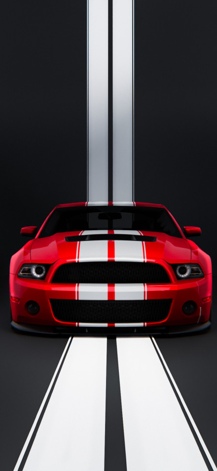 Sporty Red Car with Stripes Wallpaper 4K, Dark Background
